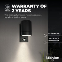 Ledvion LED Outdoor Wall Light with PIR Sensor - GU10 - Waterproof - Down Light - Black - Modern