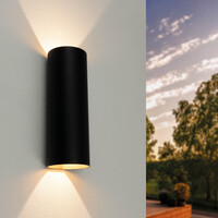 Ledvion LED Outdoor Wall Light - 9W - Warm White - Waterproof - Up Down Light - Black - Modern - Round