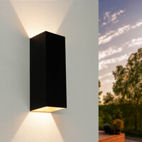 Ledvion LED Outdoor Wall Light - 9W - Warm White - Waterproof - Up Down Light - Black - Modern - Rectangular
