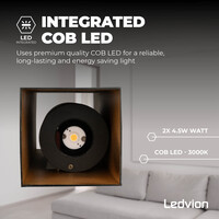 Ledvion LED Outdoor Wall Light - 9W - Warm White - Waterproof - Up Down Light - Black - Modern - Rectangular