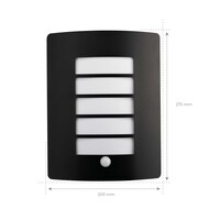 Ledvion LED Outdoor Wall Light with PIR Sensor - E27 - Waterproof - Black