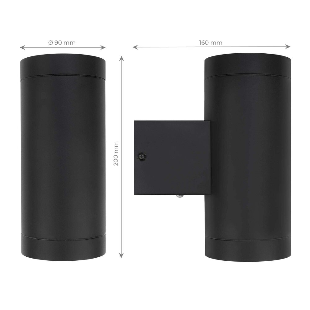 Ledvion LED Outdoor Wall Light with Dusk to Dawn Sensor - GU10 - Waterproof - Up Down Light - Black - Modern - Round - Dimmable