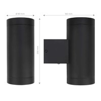 Ledvion LED Outdoor Wall Light with Dusk to Dawn Sensor - GU10 - Waterproof - Up Down Light - Black - Modern - Round - Dimmable