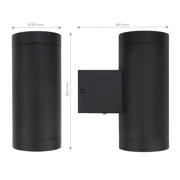 Ledvion LED Outdoor Wall Light with Dusk to Dawn Sensor - GU10 - Waterproof - Up Down Light - Black - Modern - Round - Dimmable