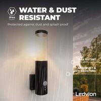 Ledvion LED Outdoor Wall Light with PIR Sensor - GU10 - Waterproof - Black - Modern - Round