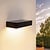 LED Solar Outdoor Wall Light with Sensor - 6W - Up Down Light - 3000K - Warm White - IP65 - Waterproof - Black - Modern - Rectangle