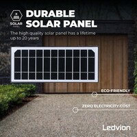 Ledvion LED Solar Outdoor Wall Light with Sensor - 6W - Up Down Light - 3000K - Warm White - IP65 - Waterproof - Black - Modern - Rectangle