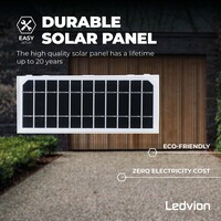 Ledvion LED Solar Outdoor Wall Light with Sensor - 6W - Up Down Light - 3000K - Warm White - IP65 - Waterproof - White - Modern - Rectangle
