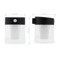 Ledvion LED Solar Outdoor Wall Light with Sensor - 3000K - Warm White - Black - Modern - Lantern - Round - Waterproof