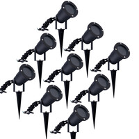 9x LED Garden Spike Lights GU10 - IP65 - Black - 1 Metre Cable