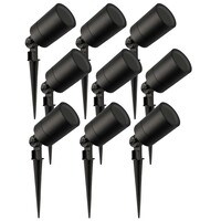 9x LED Garden Spike Light GU10 - IP65 - Black - 1 Metre Cable