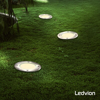 Ledvion LED Outdoor Ground Light GU10 - IP67 Waterproof - 3W - 4000K - Stainless Steel - Recessed Floor Light for Exterior / Garden / Landscape Use