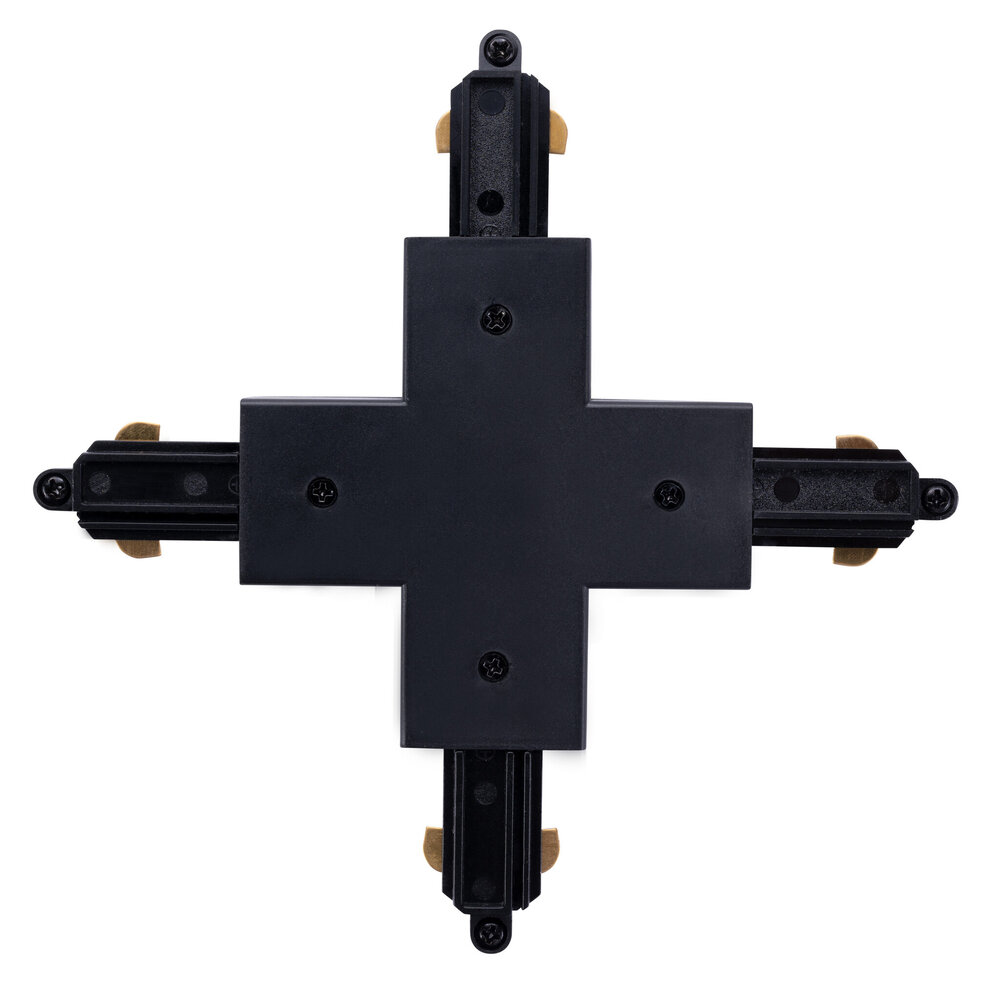 Ledvion Track Light Connector - X Shape - Black - Single Circuit