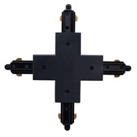 Ledvion Track Light Connector - X Shape - Black - Single Circuit