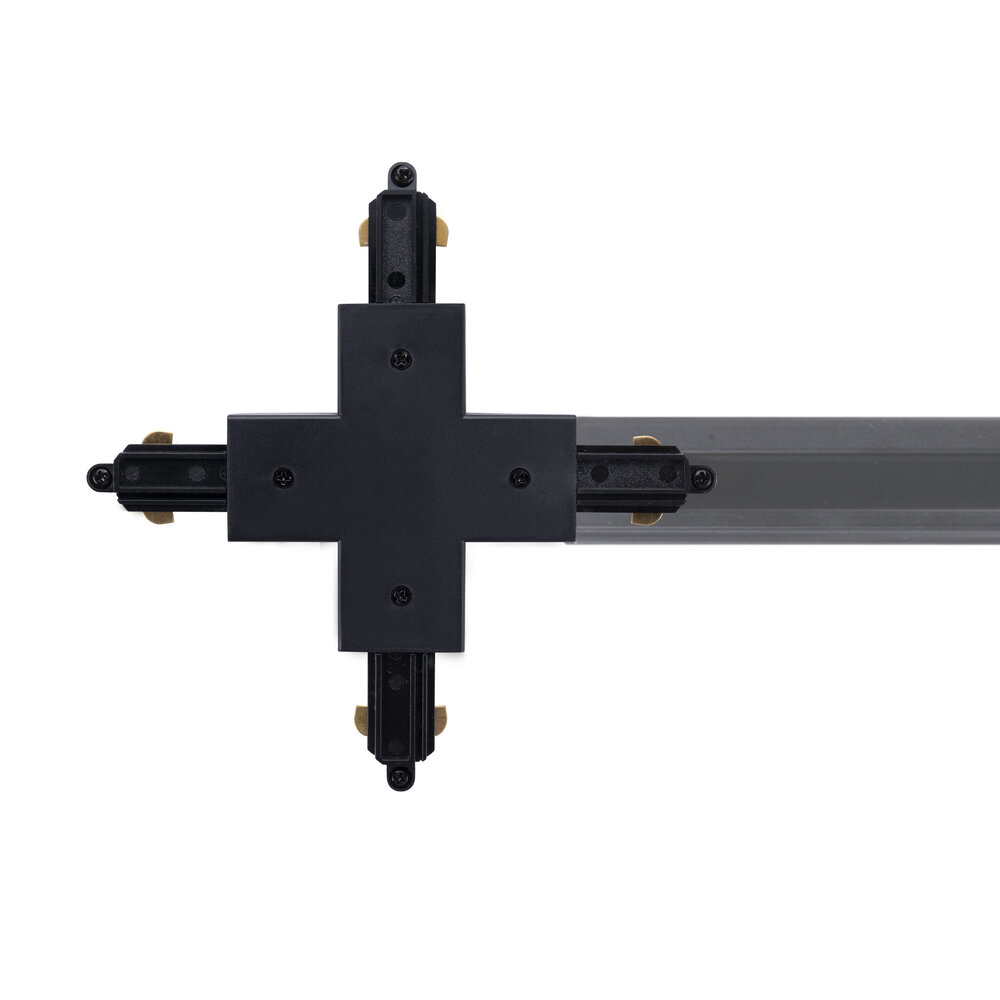 Ledvion Track Light Connector - X Shape - Black - Single Circuit