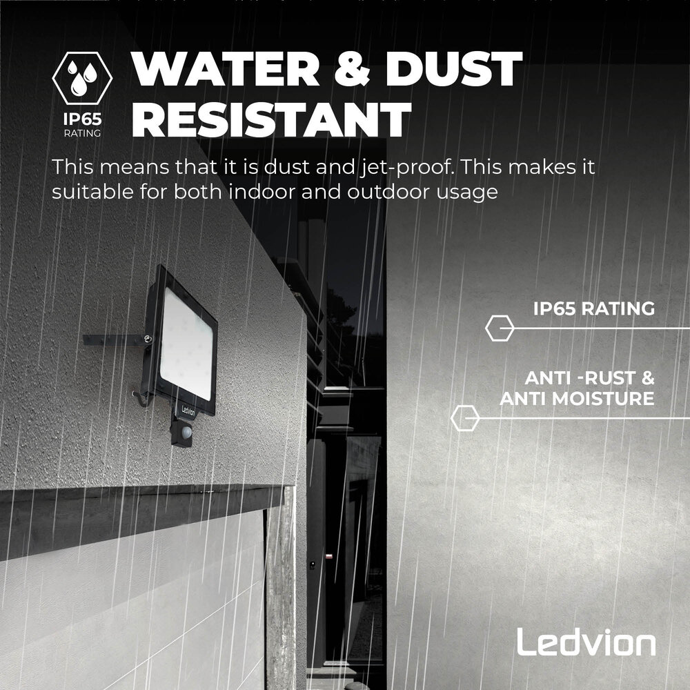 Ledvion LED Floodlight With PIR Sensor - 200W - Osram LED - IP65 - 4000K - 24.000 Lumen - Outdoor Security Lights