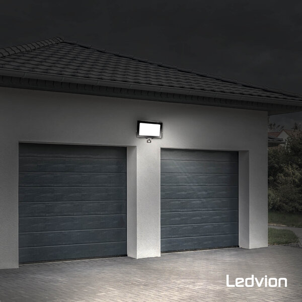 Ledvion LED Floodlight With PIR Sensor - 200W - Osram LED - IP65 - 6500K - 24.000 Lumen - Outdoor Security Lights