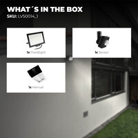 Ledvion LED Floodlight With PIR Sensor - 200W - Osram LED - IP65 - 6500K - 24.000 Lumen - Outdoor Security Lights
