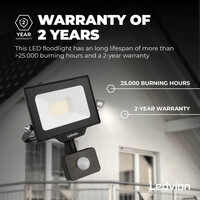 Ledvion LED Floodlight With PIR Sensor - 20W - Osram LED - IP65 - 4000K - 2200 Lumen - Outdoor Security Lights