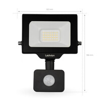 Ledvion LED Floodlight With PIR Sensor - 20W - Osram LED - IP65 - 4000K - 2200 Lumen - Outdoor Security Lights
