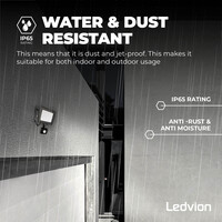 Ledvion LED Floodlight With PIR Sensor - 20W - Osram LED - IP65 - 6500K - 2200 Lumen - Outdoor Security Lights