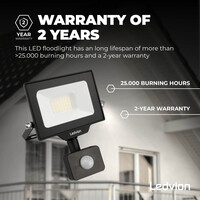 Ledvion LED Floodlight With PIR Sensor - 20W - Osram LED - IP65 - 6500K - 2200 Lumen - Outdoor Security Lights