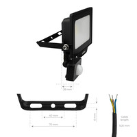Ledvion LED Floodlight With PIR Sensor - 20W - Osram LED - IP65 - 6500K - 2200 Lumen - Outdoor Security Lights