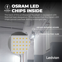 Ledvion LED Floodlight With PIR Sensor - 50W - Osram LED - IP65 - 6500K - 6000 Lumen - 5 Year Warranty