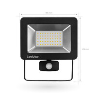 Ledvion LED Floodlight With PIR Sensor - 50W - Osram LED - IP65 - 6500K - 6000 Lumen - 5 Year Warranty