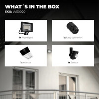 Ledvion LED Floodlight With PIR Sensor - 50W - Osram LED - IP65 - 6500K - 6000 Lumen - 5 Year Warranty