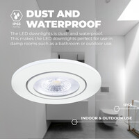 Ledvion 6x LED Downlight - 7W - Fire Rated - IP65 Rated for Bathroom use - Dimmable - CCT - Tiltable - White - Ceiling - Recessed Spotlight - 5 Year Warranty