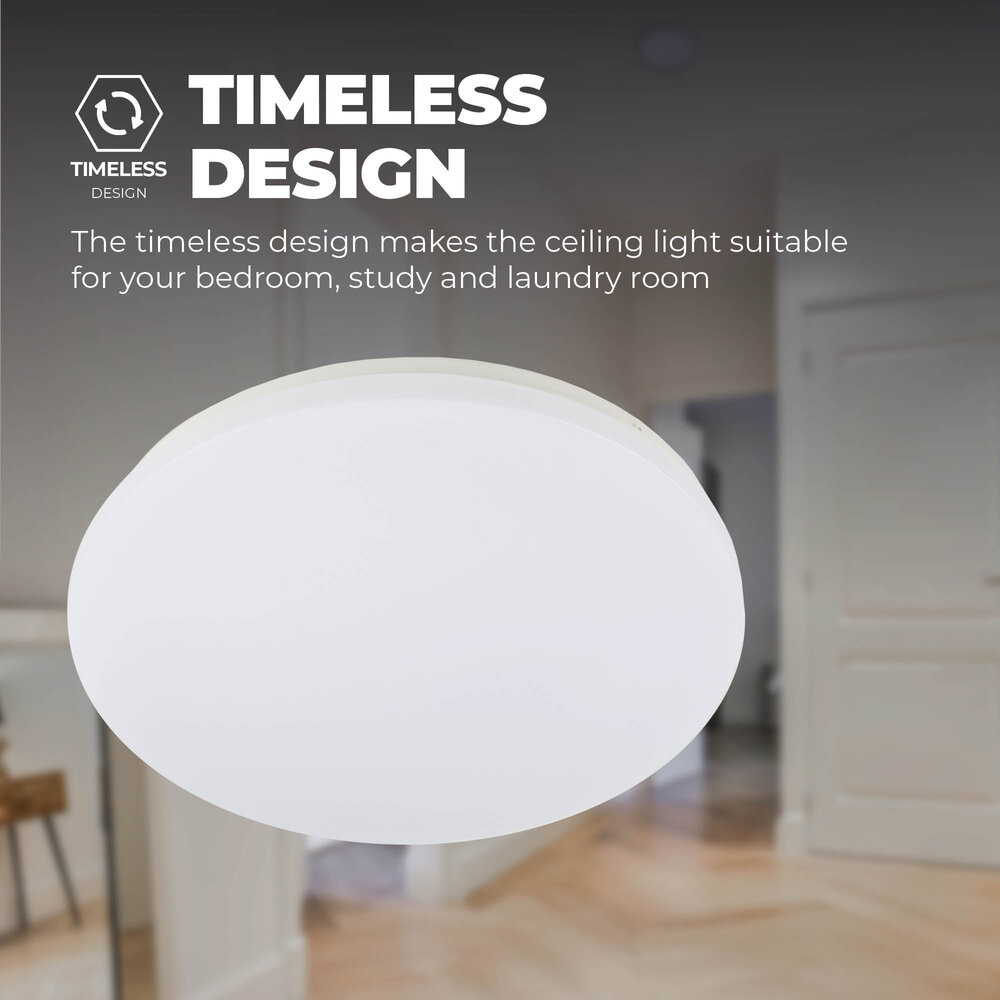 Ledvion LED Ceiling Light - 24W - Ø315mm - 3000K - Warm White - Flush Mount - Round - White