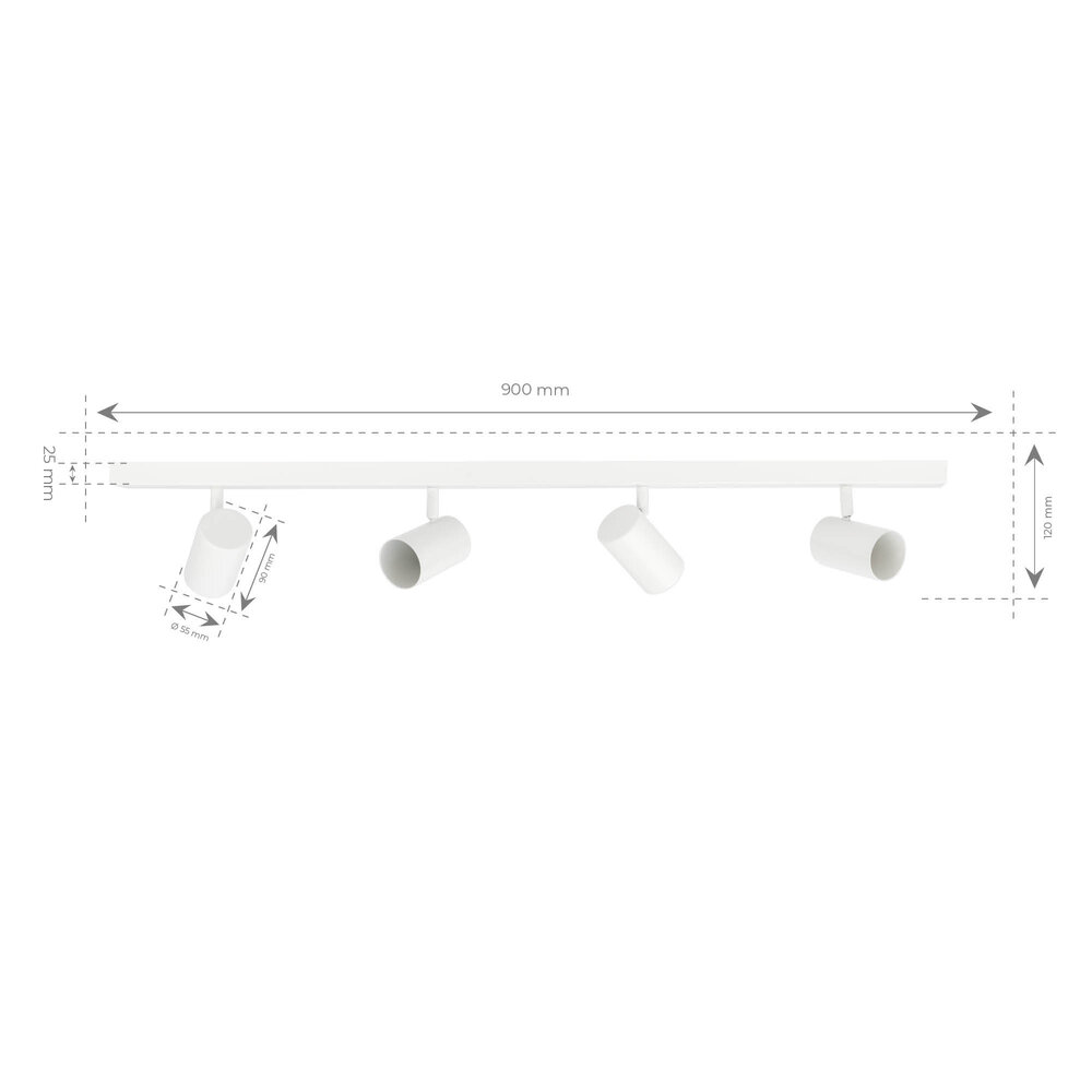 Ledvion LED Ceiling Spotlight With 4 Lights - 3W - Warm White - Dimmable - Adjustable - White - Rectangular