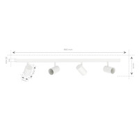 Ledvion LED Ceiling Spotlight With 4 Lights - 3W - Warm White - Dimmable - Adjustable - White - Rectangular