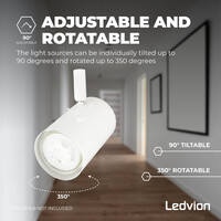 Ledvion LED Ceiling Spotlight With 2 Lights - GU10 - Dimmable - Adjustable - White - Rectangular