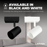 Ledvion LED Single Ceiling Spotlight - GU10 - Dimmable - Adjustable - Black