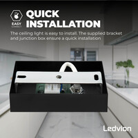 Ledvion LED Single Ceiling Spotlight - GU10 - Dimmable - Adjustable - Black