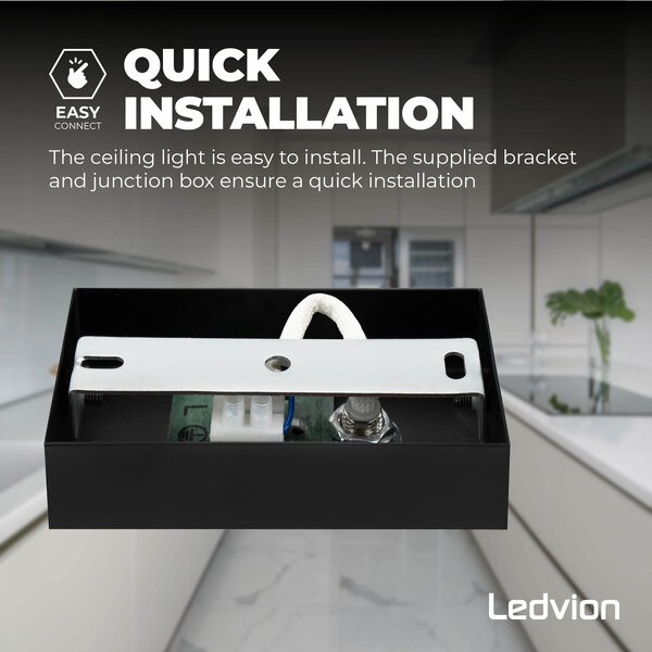 Ledvion LED Single Ceiling Spotlight - GU10 - Dimmable - Adjustable - Black