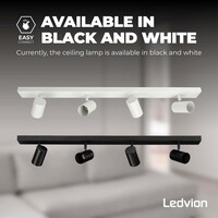 Ledvion Smart LED Ceiling Spotlight With 4 Lights - 4.9W - RGB+CCT - Dimmable - Adjustable - Black - Rectangular