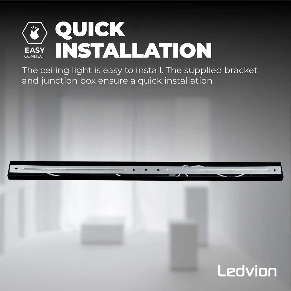 Ledvion Smart LED Ceiling Spotlight With 4 Lights - 4.9W - RGB+CCT - Dimmable - Adjustable - Black - Rectangular