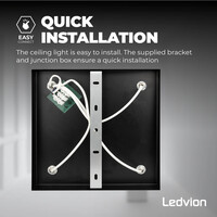 Ledvion LED Ceiling Spotlight With 4 Lights - GU10 - Dimmable - Adjustable - Black - Square