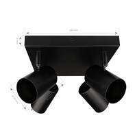 Ledvion LED Ceiling Spotlight With 4 Lights - GU10 - Dimmable - Adjustable - Black - Square