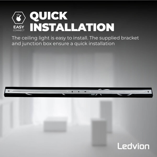 Ledvion LED Ceiling Spotlight With 4 Lights - GU10 - Dimmable - Adjustable - Black - Rectangular