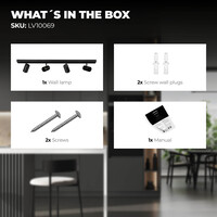 Ledvion LED Ceiling Spotlight With 4 Lights - GU10 - Dimmable - Adjustable - Black - Rectangular
