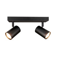 Ledvion LED Ceiling Spotlight With 2 Lights - 3W - Warm Black - Dimmable - Adjustable - Black - Rectangular