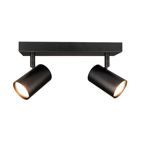 Ledvion LED Ceiling Spotlight With 2 Lights - 3W - Warm Black - Dimmable - Adjustable - Black - Rectangular