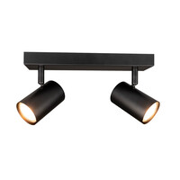 Ledvion LED Ceiling Spotlight With 2 Lights - GU10 - Dimmable - Adjustable - Black - Rectangular