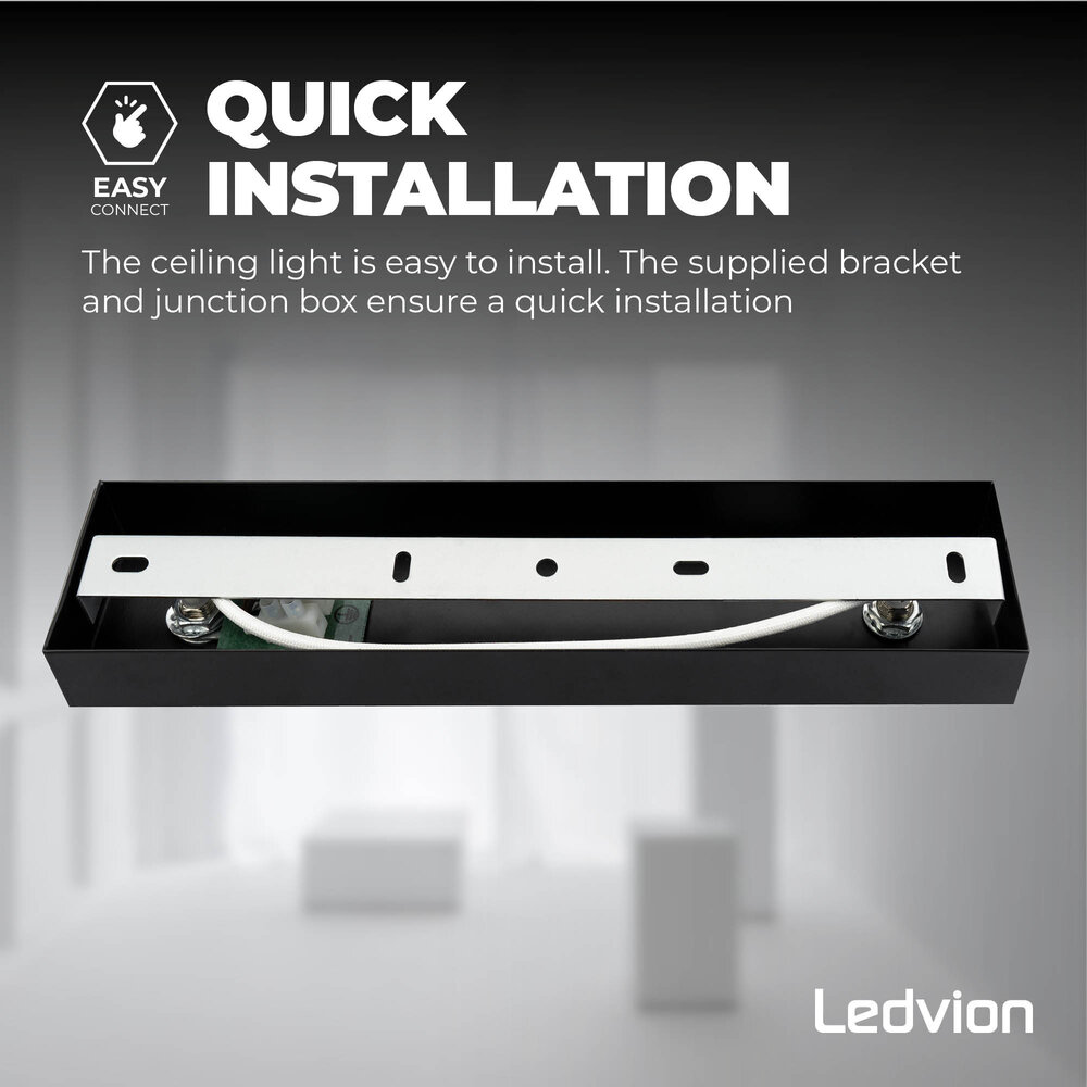 Ledvion LED Ceiling Spotlight With 2 Lights - GU10 - Dimmable - Adjustable - Black - Rectangular