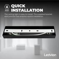Ledvion LED Ceiling Spotlight With 2 Lights - GU10 - Dimmable - Adjustable - Black - Rectangular