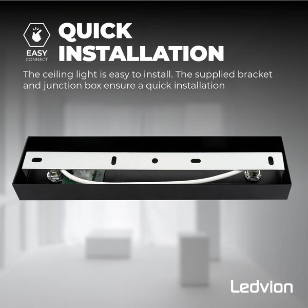Ledvion LED Ceiling Spotlight With 2 Lights - GU10 - Dimmable - Adjustable - Black - Rectangular